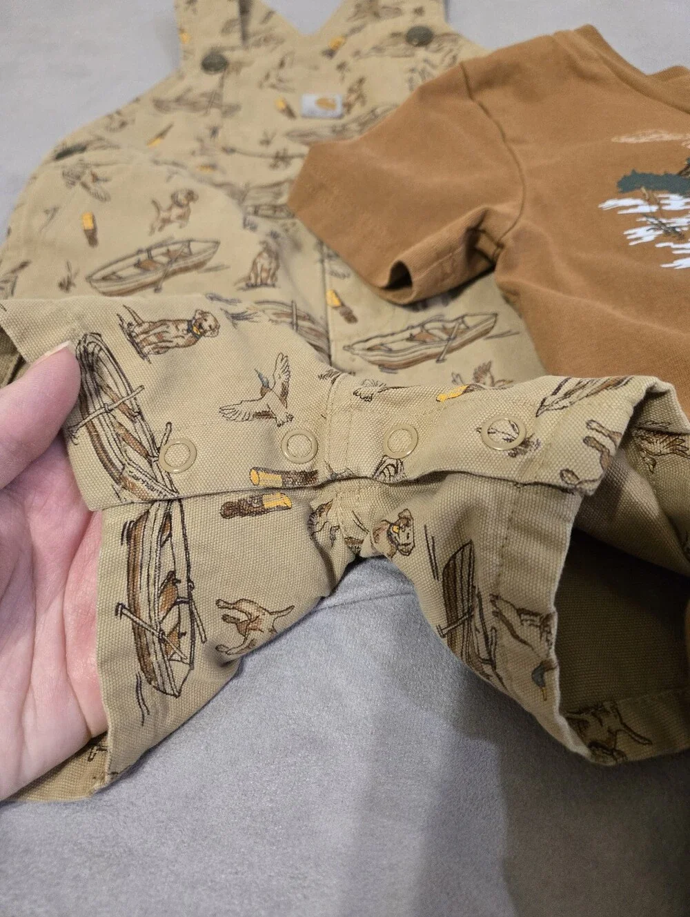 Carhartt Baby Brown Short Sleeve One-Piece Bodysuit & Bibs